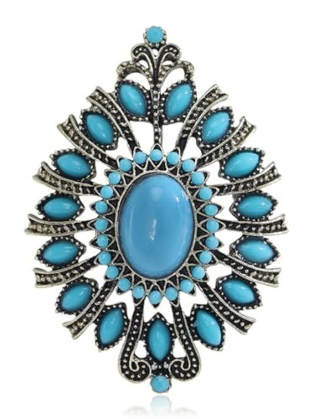 New - Western Brooch Pin, Multicolor Crystal Turquoise